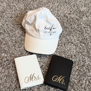 White Cap and Passport Holders Set